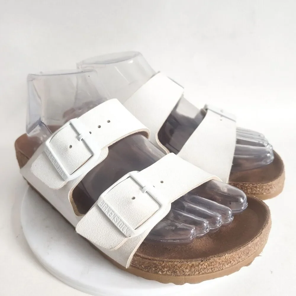 Birkenstock Birkibuc Germany Made Arizona Womens 6 37 White Slides Sandals Flats